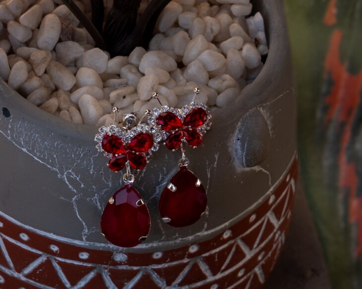 Crimson Cascade Earrings (DSC06011) ❤️✨