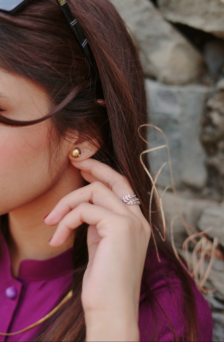 Golden Crescent Stainless Earrings - Image 2