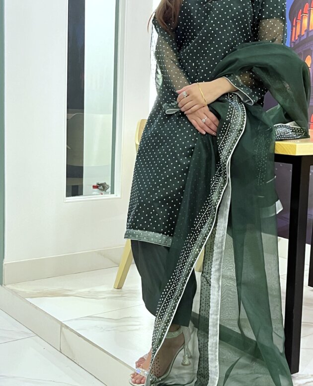 Green Shamoz Silk Attire 3 piece Suit