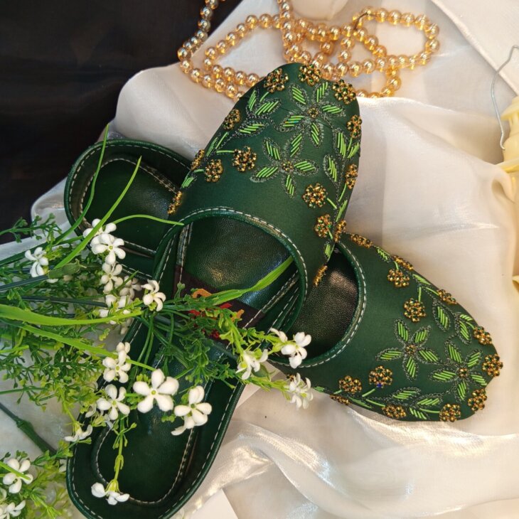 Embroidered green  khusas